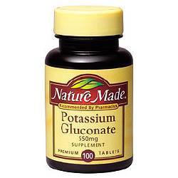 Dietary Supplement Nature Made® Potassium Gluconate 550 mg Strength Tablet 100 per Bottle  (1/BT)