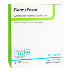 Foam Dressing DermaFoam® 2 X 2 Inch Without Border Film Backing Non-Adhesive Square Sterile  (1/EA)