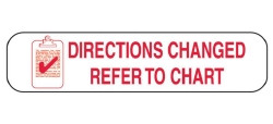 Pre-Printed Label Barkley® Auxiliary Label White Paper Directions Changed Refer To Chart Red Safety and Instructional 3/8 X 1-5/8 Inch  (1000/PK)