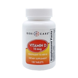 Vitamin Supplement Geri-Care® Vitamin D3 400 IU Strength Tablet 100 per Bottle  (1/BT)