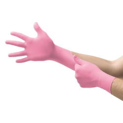 Exam Glove Micro-Touch® NitraFree™ Medium NonSterile Nitrile Standard Cuff Length Textured Fingertips Pink Chemo Tested  (1/BX)