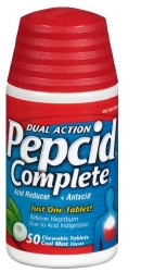 Antacid Pepcid® Complete 10 mg Strength Chewable Tablet 50 per Bottle  (1/BT)