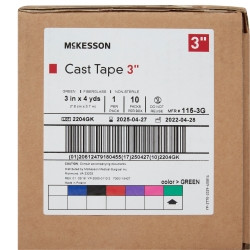 Cast Tape McKesson 3 Inch X 12 Foot Fiberglass Green  (10/BX)