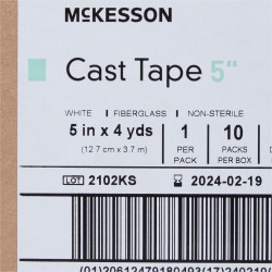 Cast Tape McKesson 5 Inch X 12 Foot Fiberglass White  (10/BX)