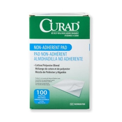 Non-Adherent Dressing Curad® Cotton / Polyester 2 X 3 Inch Sterile  (100/BX)