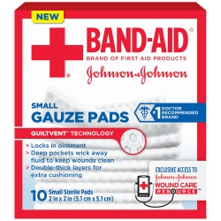 Gauze Sponge Band-Aid® 2 X 2 Inch 1 per Pack Sterile Square  (10/BX)