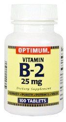 Vitamin Supplement Optimum® Vitamin B2 25 mg Strength Tablet 100 per Bottle  (1/BT)