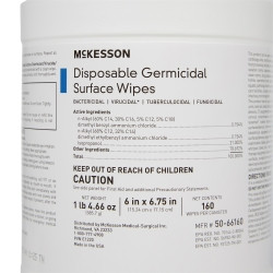 McKesson Surface Disinfectant Premoistened Manual Pull Wipe 160 Count Canister Alcohol Scent NonSterile  (1/BX)