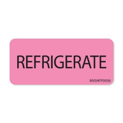 Pre-Printed Label MedVision® Auxiliary Label Pink Paper REFRIGERATE Black Temperature Control 1 X 2-1/4 Inch  (1/EA)