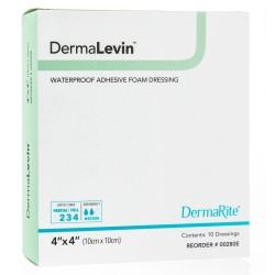 Foam Dressing DermaLevin® 4 X 4 Inch With Border Waterproof Backing Adhesive Square Sterile  (1/EA)