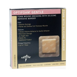 Foam Dressing Optifoam® Gentle 6 X 6 Inch With Border Film Backing Silicone Adhesive Square Sterile  (10/BX)