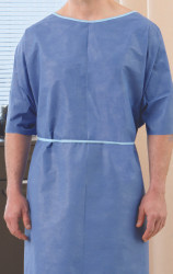 Patient Exam Gown One Size Fits Most Blue Disposable  (50/CS)