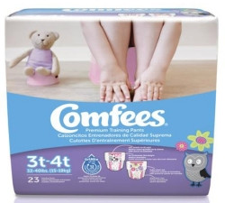 Female Toddler Training Pants Comfees® Pull On with Tear Away Seams Size 3T to 4T Disposable Moderate Absorbency  (138/CS)