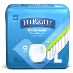 Unisex Adult Absorbent Underwear Protect Extra Pull On with Tear Away Seams Large Disposable Moderate Absorbency  (20/BG)