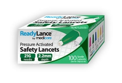 Safety Lancet ReadyLance™ 21 Gauge Pressure Activated Finger  (100/BX)