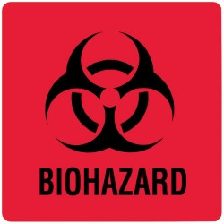 Pre-Printed Label Warning Label Red Paper Biohazard Black Biohazard 8 X 10 Inch  (1/EA)