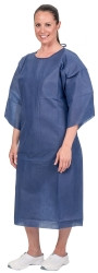 Patient Exam Gown One Size Fits Most Blue Disposable  (100/CS)