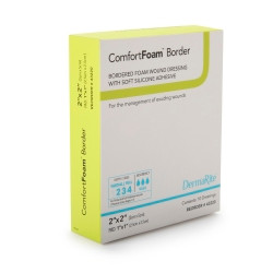Foam Dressing ComfortFoam™ Border 2 X 2 Inch With Border Film Backing Silicone Adhesive Square Sterile  (1/EA)