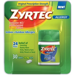 Allergy Relief Zyrtec® 10 mg Strength Tablet 30 per Bottle  (1/BT)