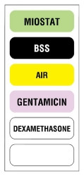 Pre-Printed Label UAL™ Anesthesia Label Multicolored Paper Miostat Bss Air Gentamicin Dexamethasone Black / White Medication Name 1/2 X 1-1/2 Inch  (25/BX)