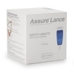 Safety Lancet Assure® 25 Gauge Automatic Safety Lockout Push Button Activation Finger  (100/BX)