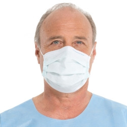 Surgical Mask FluidShield Anti-fog Foam Pleated Earloops One Size Fits Most White NonSterile ASTM Level 1 Adult  (50/BX)