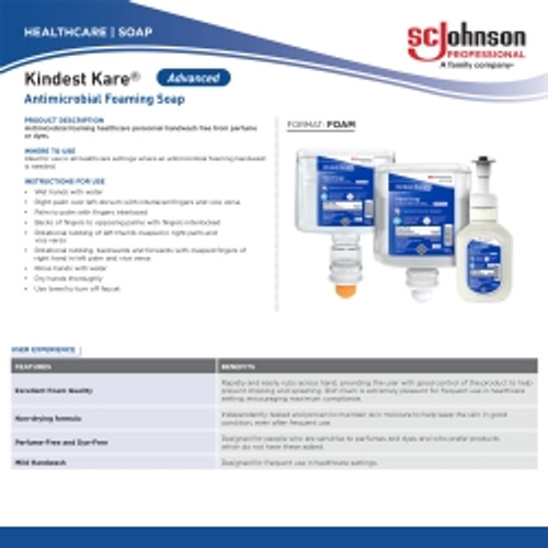 Antimicrobial Soap Kindest Kare® Advanced Foaming 1,000 mL Dispenser Refill Bottle Unscented (M-1106586)