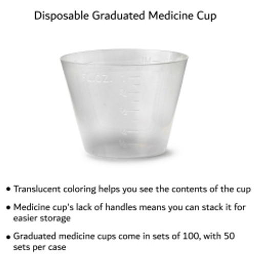 Graduated Medicine Cup Cypress 1 oz. Translucent Plastic Disposable (M-1113954)