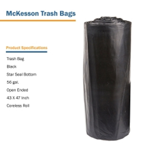 Trash Bag McKesson 56 gal. Black LLDPE 1.5 mil 43 X 47 Inch Star Seal Bottom Coreless Roll (M-1137659)