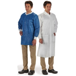 Lab Coat LabMates® Blue 3X-Large Knee Length Nonwoven Disposable (M-1149941)