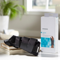 Wrist Brace with Abducted Thumb McKesson Aluminum / Foam / Spandex / Plastic Left Hand Black Large (M-1159143)