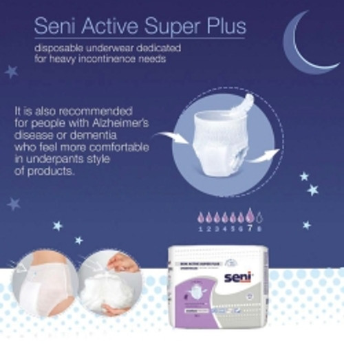Unisex Adult Absorbent Underwear Seni® Active Super Plus Pull On with Tear Away Seams Small Disposable Heavy Absorbency (M-1163819)