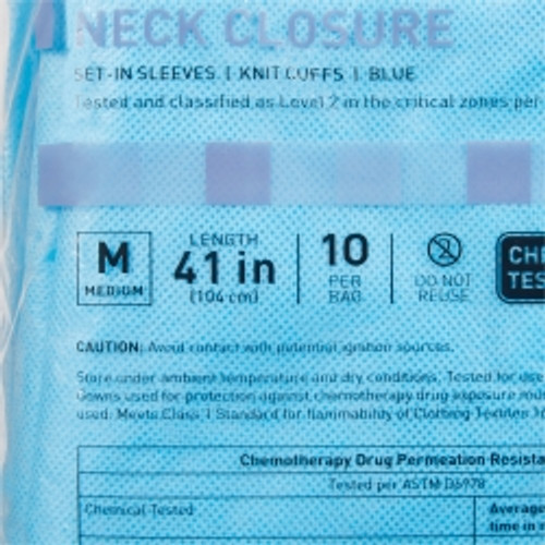 Chemotherapy Procedure Gown McKesson Medium Blue NonSterile AAMI Level 2 / ASTM D6978 Disposable (M-1177927)