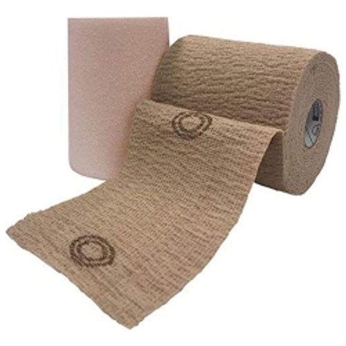 2 Layer Compression Bandage System CoFlex® TLC Calamine with Indicators 4 Inch X 6 Yard / 4 Inch X 7 Yard Self-Adherent / Pull On Closure Tan NonSterile 20 to 30 mmHg (M-1194368)