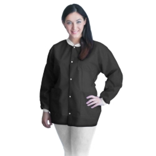 Lab Jacket FitMe™ Black Medium Hip Length 3-Layer SMS Disposable (M-1194400)