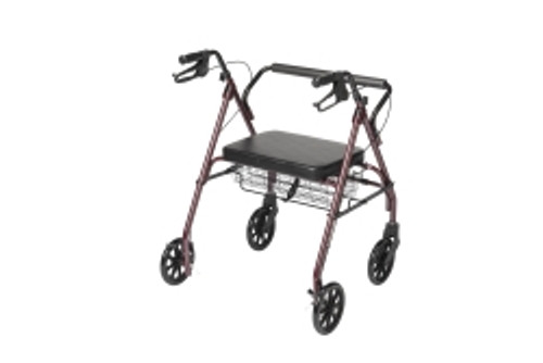 Bariatric 4 Wheel Rollator McKesson Red Adjustable Height / Folding Steel Frame (M-1205412)