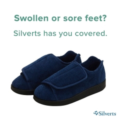 Slippers Silverts® Size 7 / 2X-Wide Navy Blue Easy Closure (M-1219529)