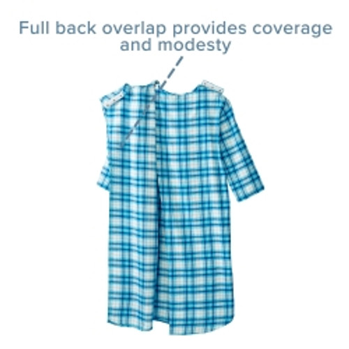 Patient Exam Gown Silverts® X-Large Turquoise Plaid Reusable (M-1219579)