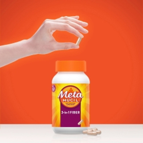 Fiber Supplement Metamucil® 3-in-1 Fiber Capsule 100 per Bottle 0.4 Gram Strength Potassium / Psyllium Husk (M-1229256)