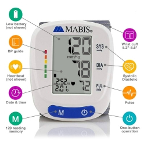Digital Blood Pressure Monitor MABIS® Adult Cuff Cloth Fabric Cuff 5.3 to 8.5 inches Mobile (M-1237844)