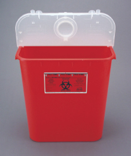 Sharps Container Bemis™ Sentinel Red Base 15-7/8 H X 16-1/2 L X 11-13/16 W Inch Vertical Entry 8 Gallon (M-298935)