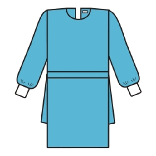 Protective Procedure Gown Halyard Large Blue NonSterile Not Rated Disposable (M-342890)