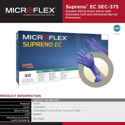 Exam Glove Supreno® EC X-Large NonSterile Nitrile Extended Cuff Length Textured Fingertips Blue Chemo Tested / Fentanyl Tested,79137  (50/BX)