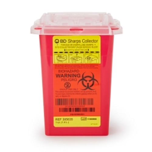 Sharps Container BD™ Red Base 7 H X 4-9/10 W X 3-9/10 D Inch Vertical Entry 0.25 Gallon (M-471225)