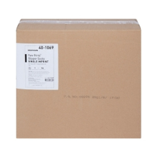 Slipper Socks McKesson Paw Prints® One Size Fits Most Teal Above the Ankle (M-475019)