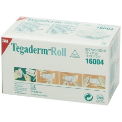 Transparent Film Dressing 3M™ Tegaderm™ 4 Inch X 11 Yard 2 Tab Delivery Roll NonSterile,80369  (4/CS)