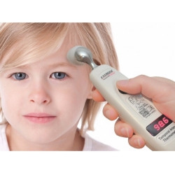 Keyless Locking Wall Mount Exergen® Holder plus integrated cap dispenser shown with caps For TAT-5000 Temporal Thermometer and Caps (M-526000)