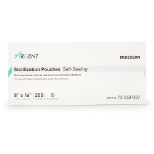 Sterilization Pouch McKesson Argent™ Sure-Check® Ethylene Oxide (EO) Gas / Steam 8 X 16 Inch Transparent / Blue Self Seal Paper / Film (M-527135)