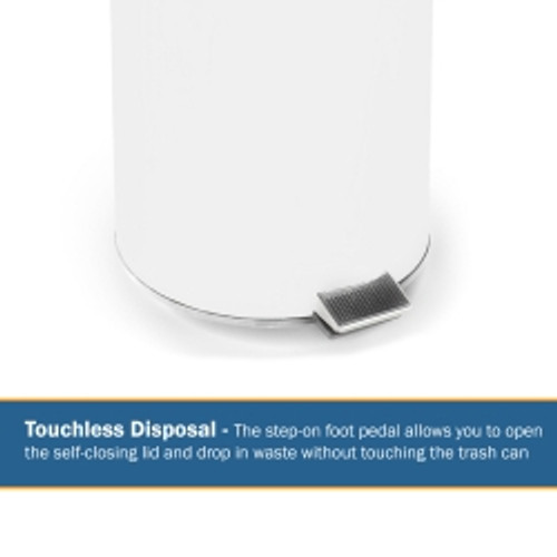 Trash Can with Plastic Liner McKesson 32 Quart Round White Steel Step On (M-553993)