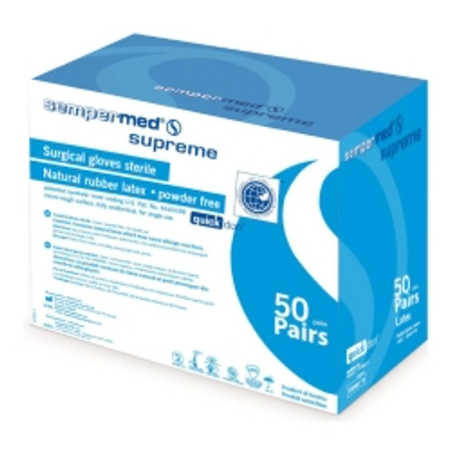 Surgical Glove Sempermed® Supreme Size 9 Sterile Latex Standard Cuff Length Fully Textured Ivory Not Chemo Approved (M-554117)
